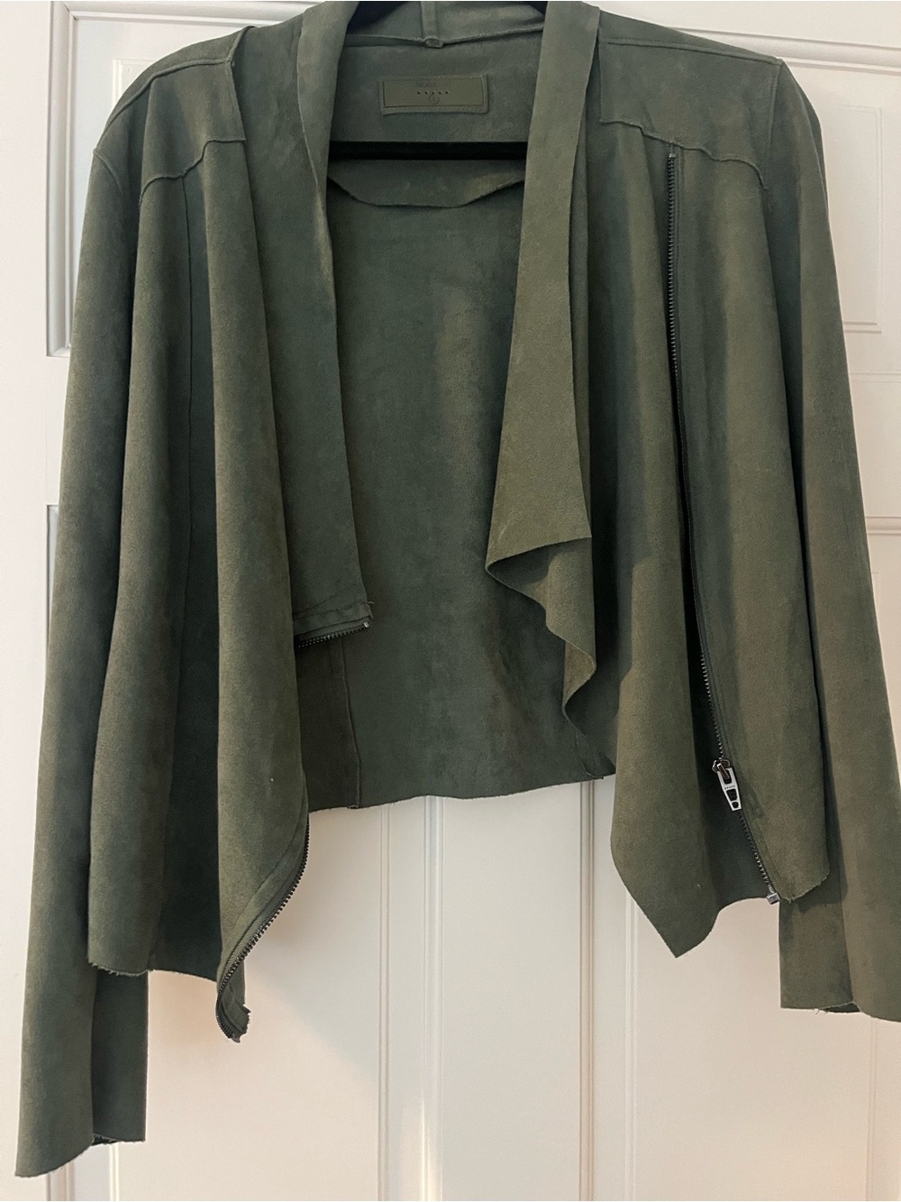 Blank NYC Olive Green Faux Suede Draped Jacket